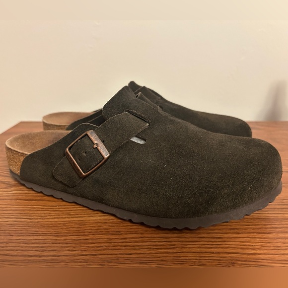 Birkenstock Boston Mocha Suede Leather Clogs Soft Footbed Size 42 Regular Width - Picture 1 of 8